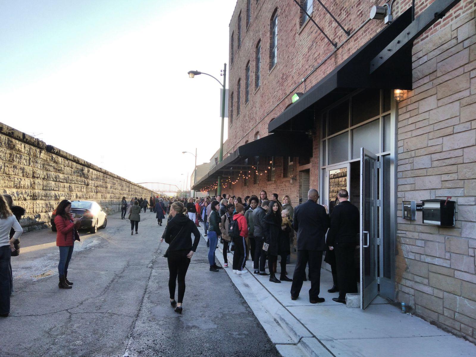 People waiting in line at Chicago Exhibition in 2017